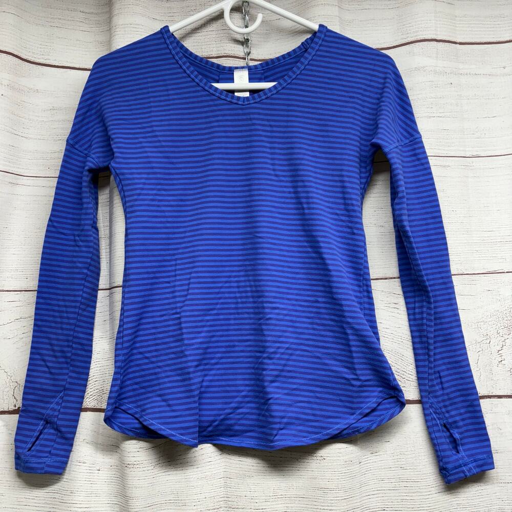 Ivivva by lululemon Girl's Purple & Blue Striped Long Sleeve Top Girl's 10